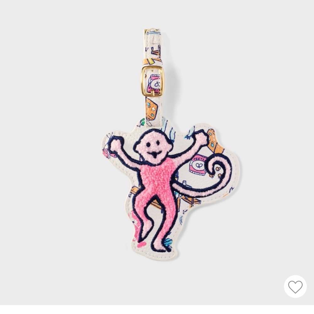 Roller Rabbit Pink Monkey Luggage Tag